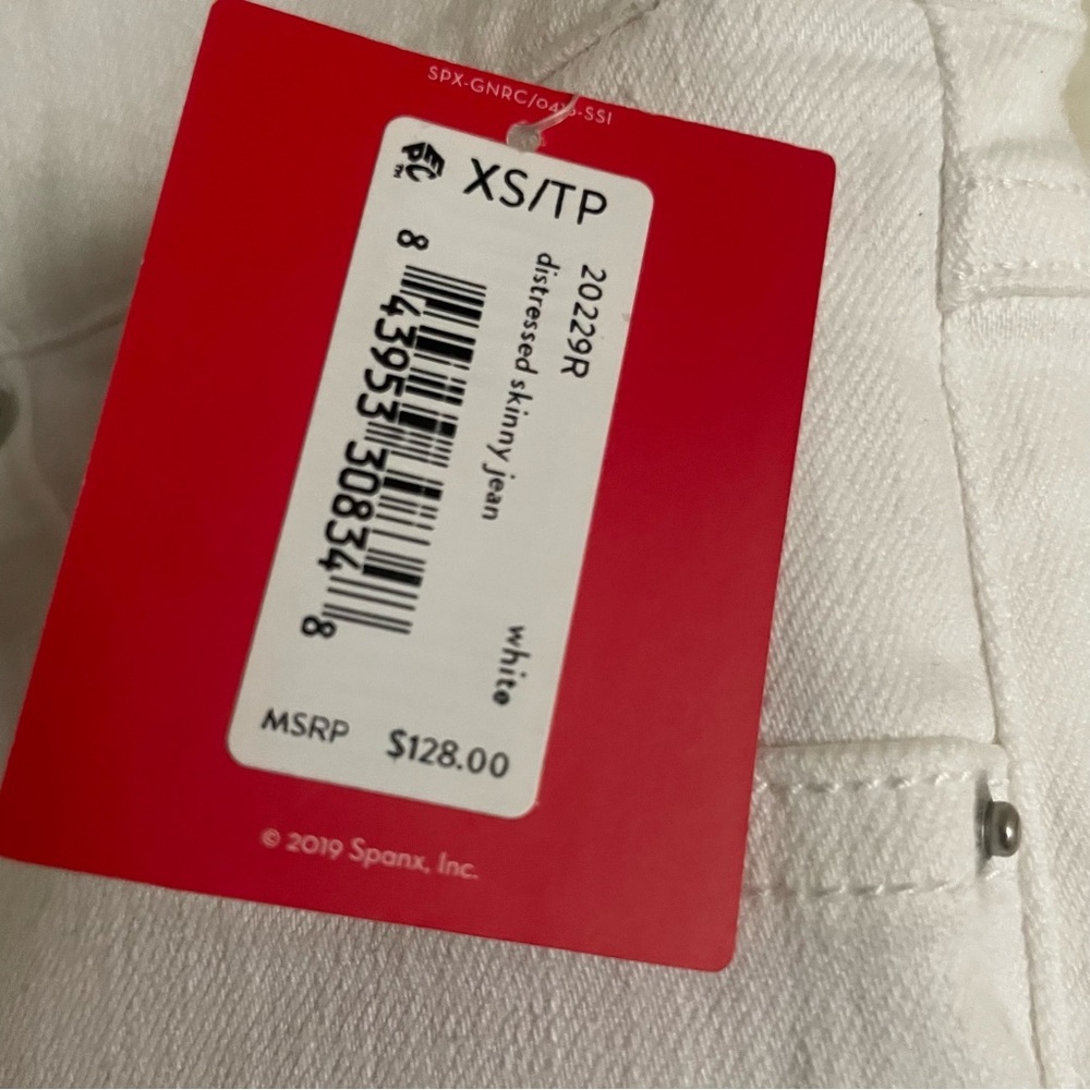 NWT Spanx distressed skinny jeans white XS - Picture 5 of 10